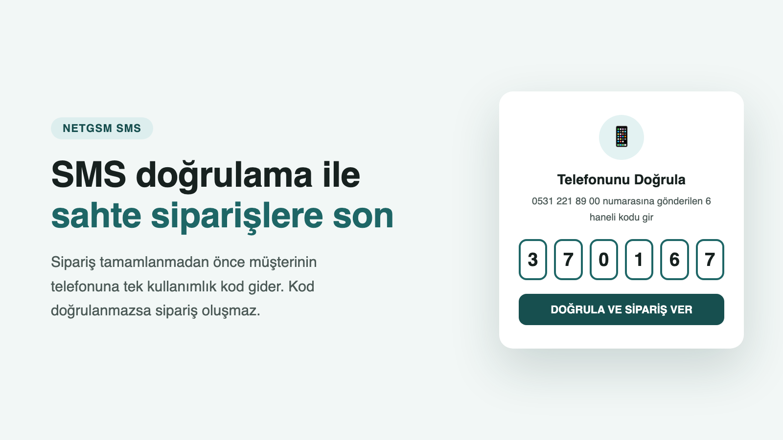 SMS (OTP) doğrulama ekranı